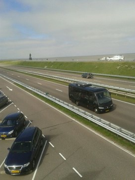 de Golfaholicsbus op de heenweg